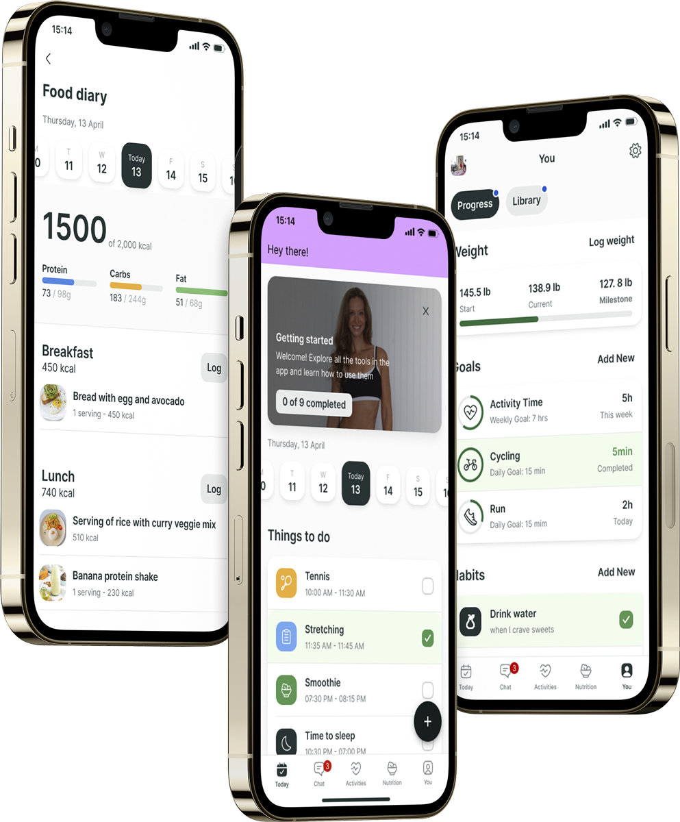 A mockup of the coaching app showcasing the features.